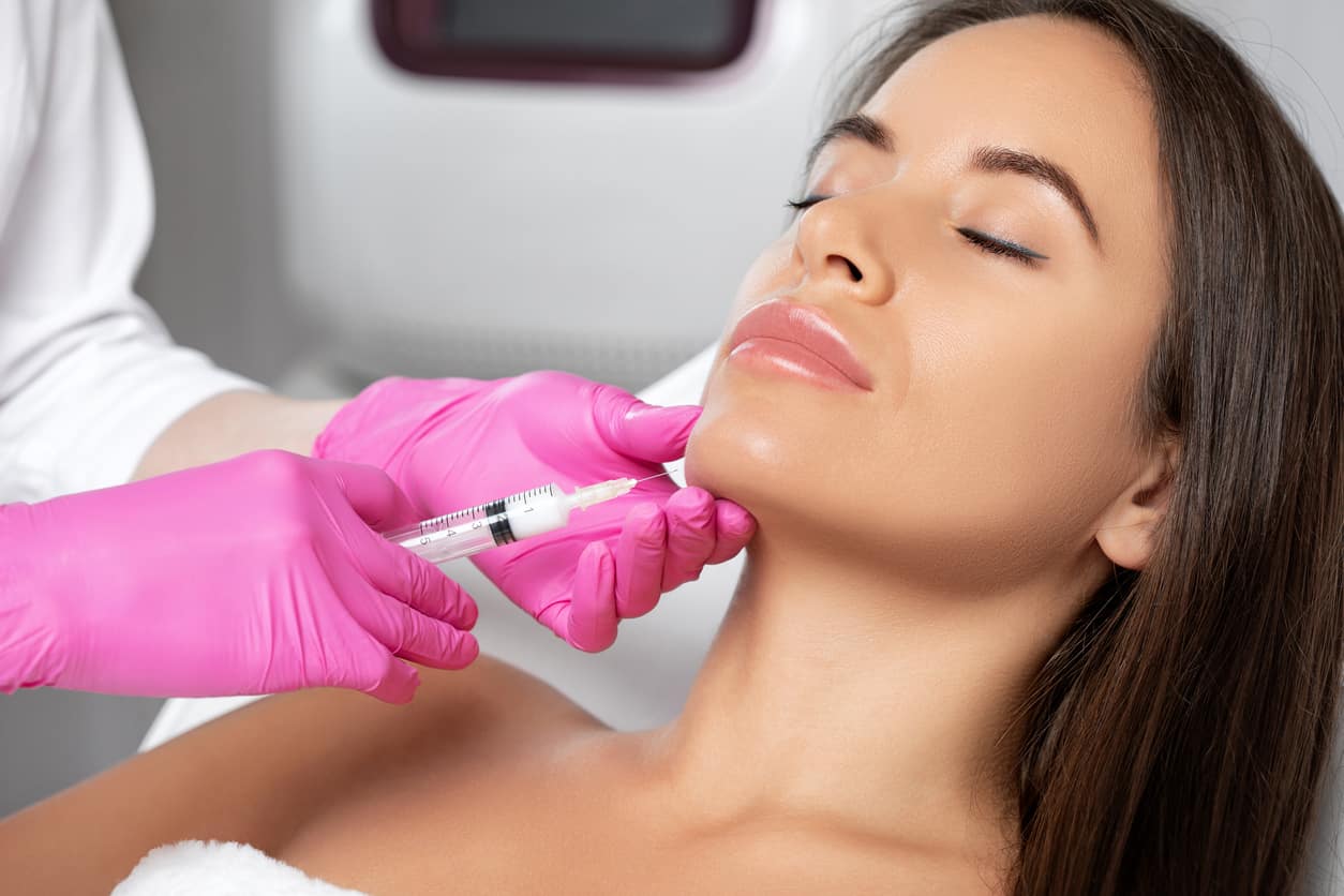 Woman in a chin sculpting procedure