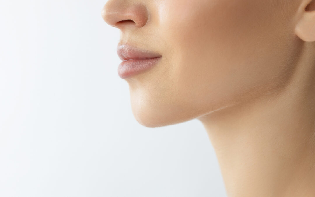 A females side profile after dermal filler cosmetics