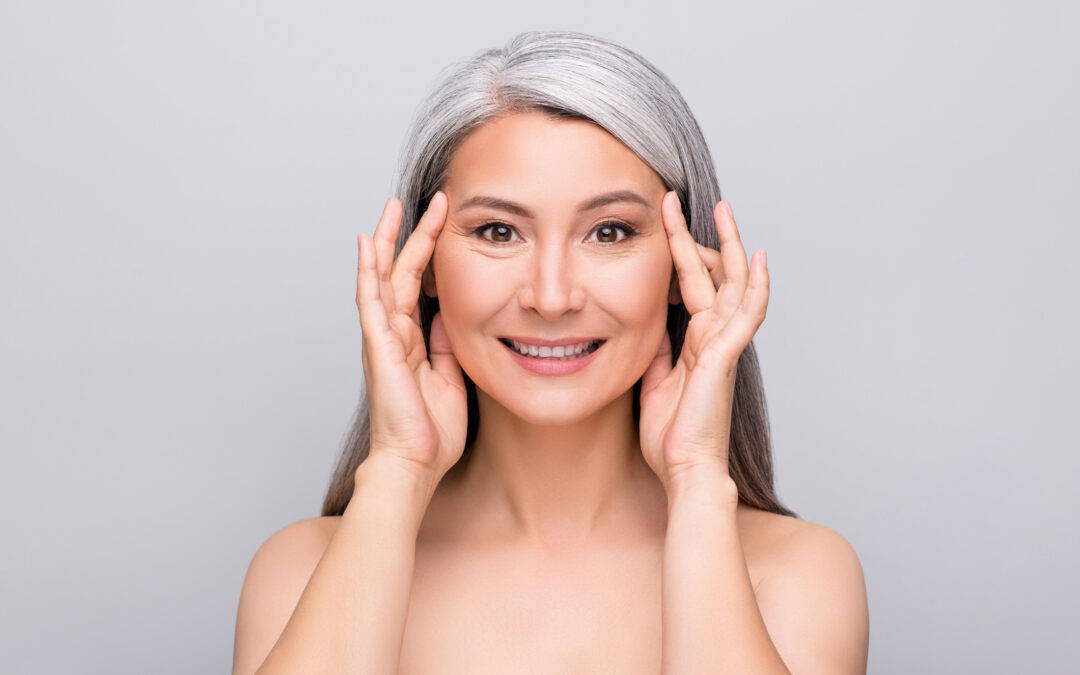 The face of a healthy woman after healing from facelift surgery